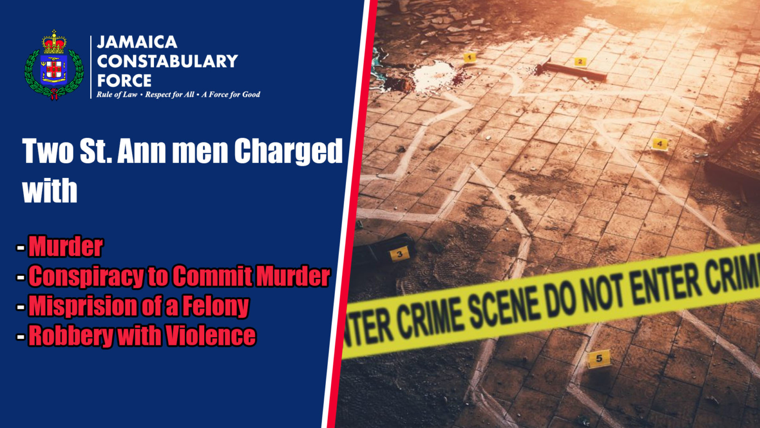 St. Ann Men Charged with Robbery and Murder - Jamaica Constabulary Force