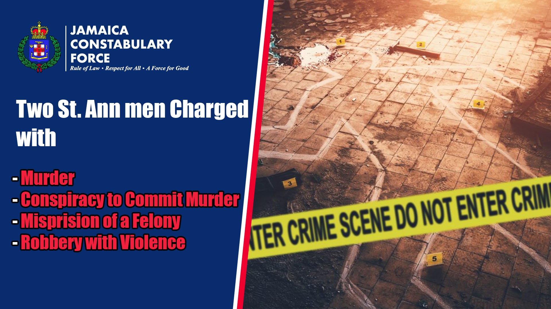 St. Ann Men Charged with Robbery and Murder - Jamaica Constabulary Force