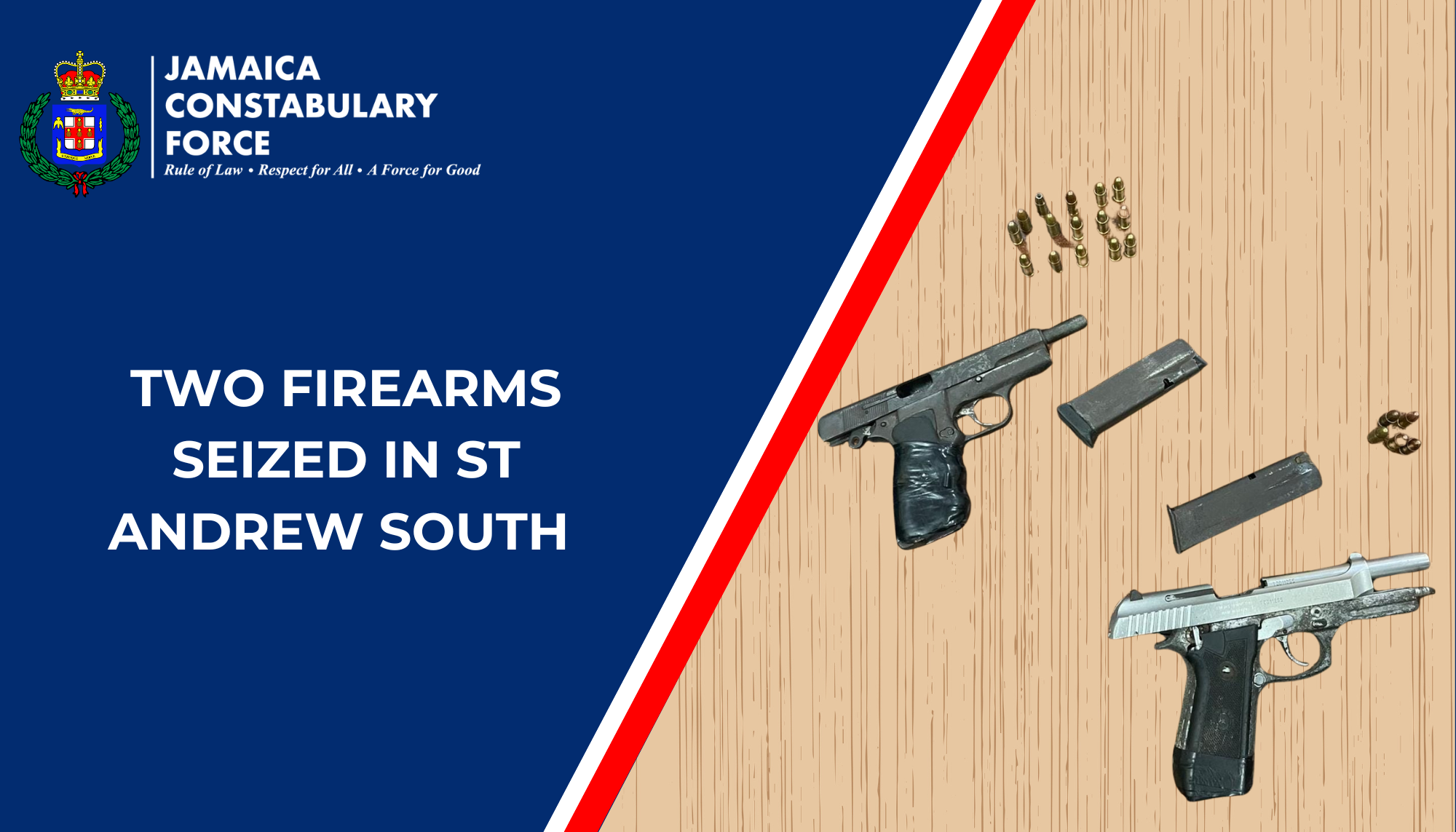 TWO FIREARMS SEIZED IN ST ANDREW SOUTH - Jamaica Constabulary Force