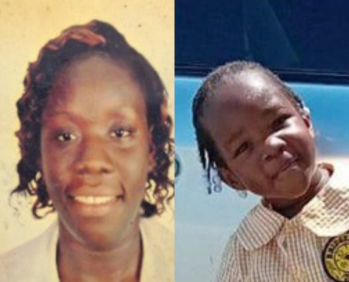 Thirty-four-year-old Sashina Holmes and her daughter, 4-year-old Annastacia Dyce both of Allistair Avenue, Bridgeport, Portmore, St. Catherine have been missing since Monday, February 10. Holmes is of dark complexion, medium build and about 168 centimeters (5 feet 6 inches) tall, while Annastacia is of dark complexion and slim build. Reports from the Bridgeport Police are that at about 9:20 a.m., Holmes was last seen driving her Toyota Axio motor car in her community with Annastacia aboard. Holmes was wearing a pink blouse and a blue denim skirt, while Annastacia was dressed in a pink blouse and floral shorts. All attempts to contact them have proven futile. Anyone knowing the whereabouts of Sashina Holmes and Annastacia Dyce is being asked to contact the Bridgeport Police at 876-988-2697, the 119 Police Emergency number or the nearest police station.