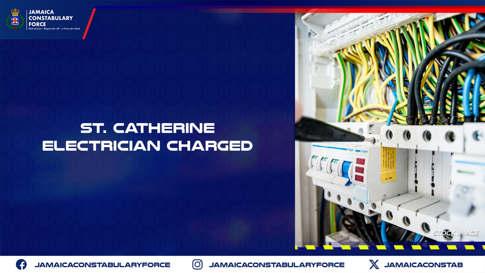 ST. CATHERINE ELECTRICIAN CHARGED - Jamaica Constabulary Force