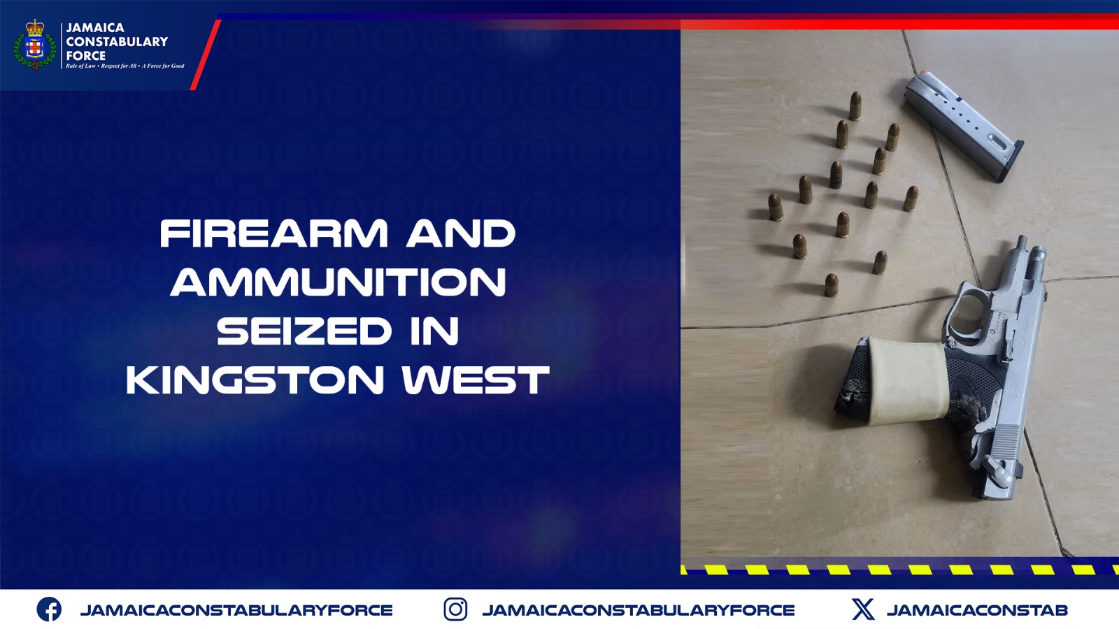 Firearm and Ammunition Seized in Kingston West - Jamaica Constabulary Force