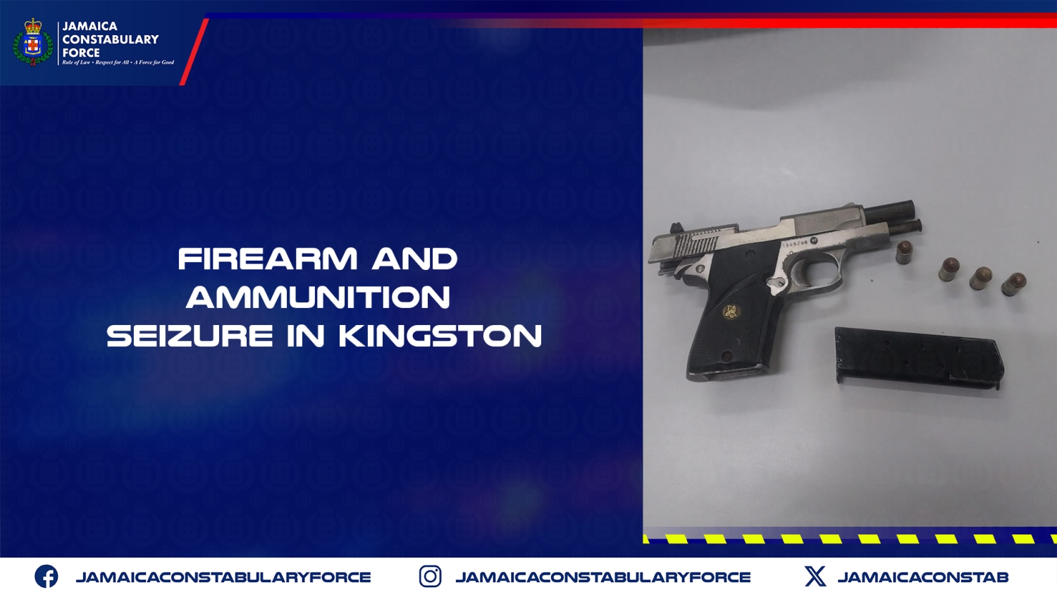 Firearm and Ammunition Seizure in Kingston – Jamaica Constabulary Force